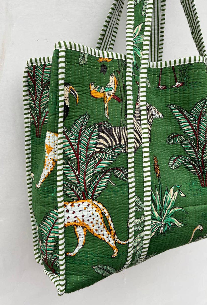Animal Printed Cotton Quilted Jhola Bag Women Shopping Bags