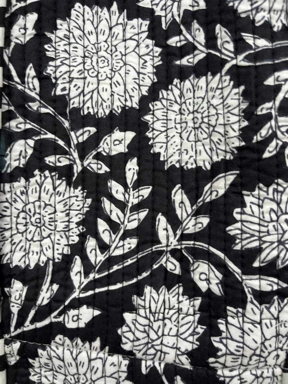 Black Cotton Women Floral Printed Bags Quilted Shopping Bags