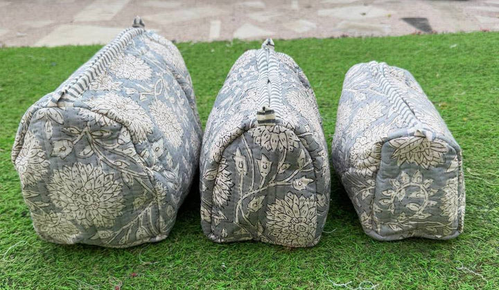 Hand Block Print Cotton Cosmetic Bag Makeup Bag Quilted Bags