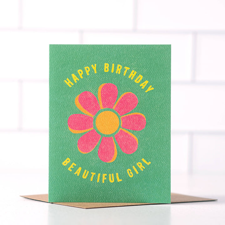 Happy Birthday Beautiful Girl - Hippie Birthday Card