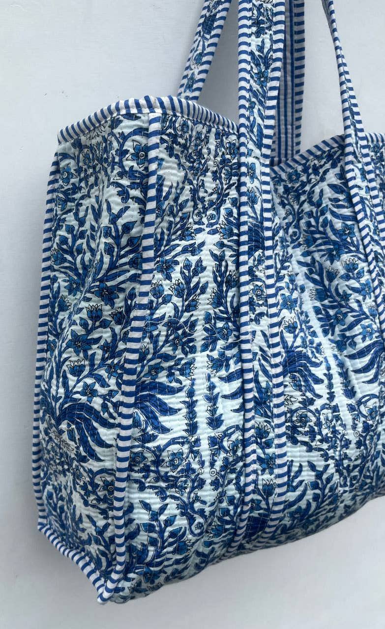 Women Shopping Bag Quilted Bag Hand Block Printed Tote Bags