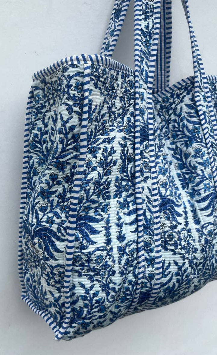 Women Shopping Bag Quilted Bag Hand Block Printed Tote Bags