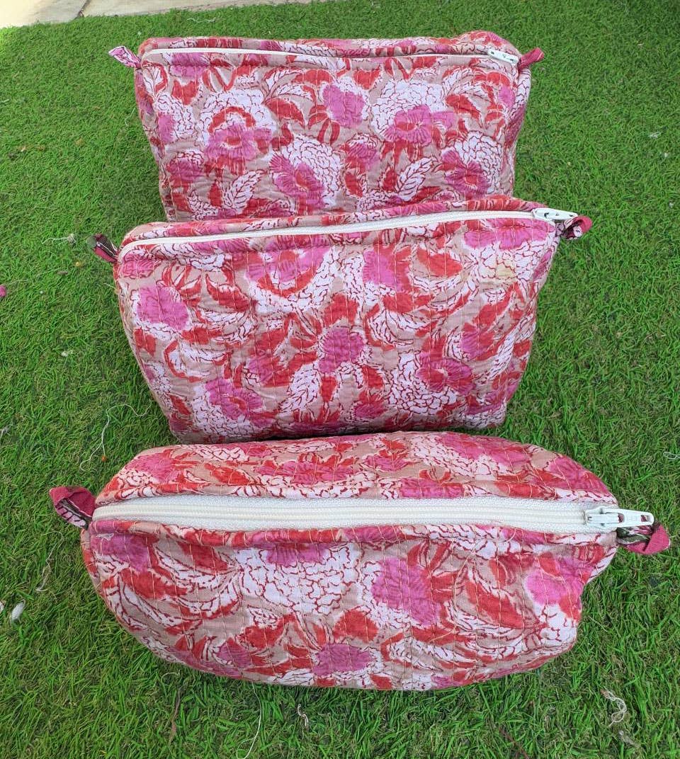 Pure Cotton Cosmetic Bag Floral Print Quilted Bag Women Bags