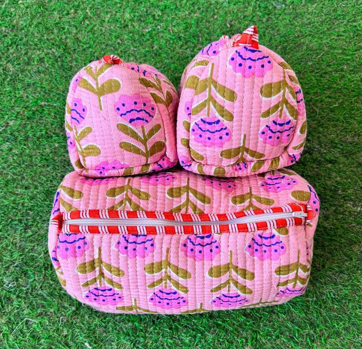 Small Floral Printed Bag Handmade Cotton Quilted Pouch Bags