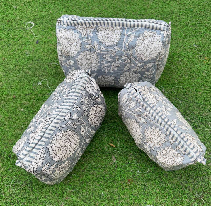 Hand Block Print Cotton Cosmetic Bag Makeup Bag Quilted Bags