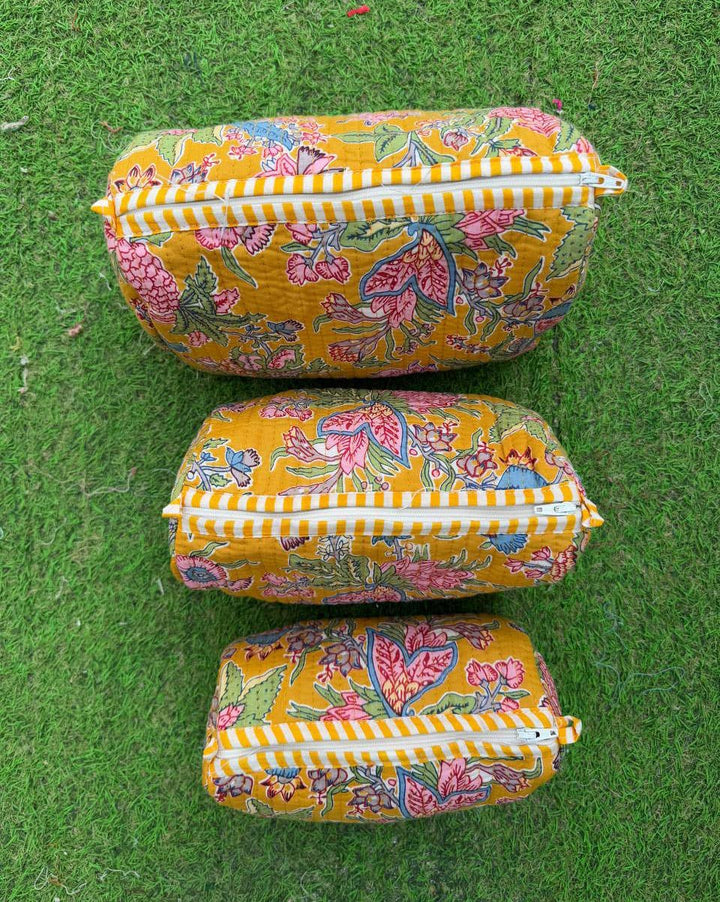 Beautiful Block Printed Bag Cotton Cosmetic Bag Quilted Bags