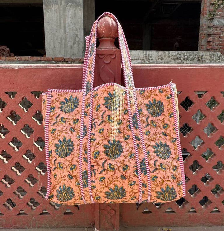 Handmade Cotton Bags Shopping Bag Quilted Printed Large Bags