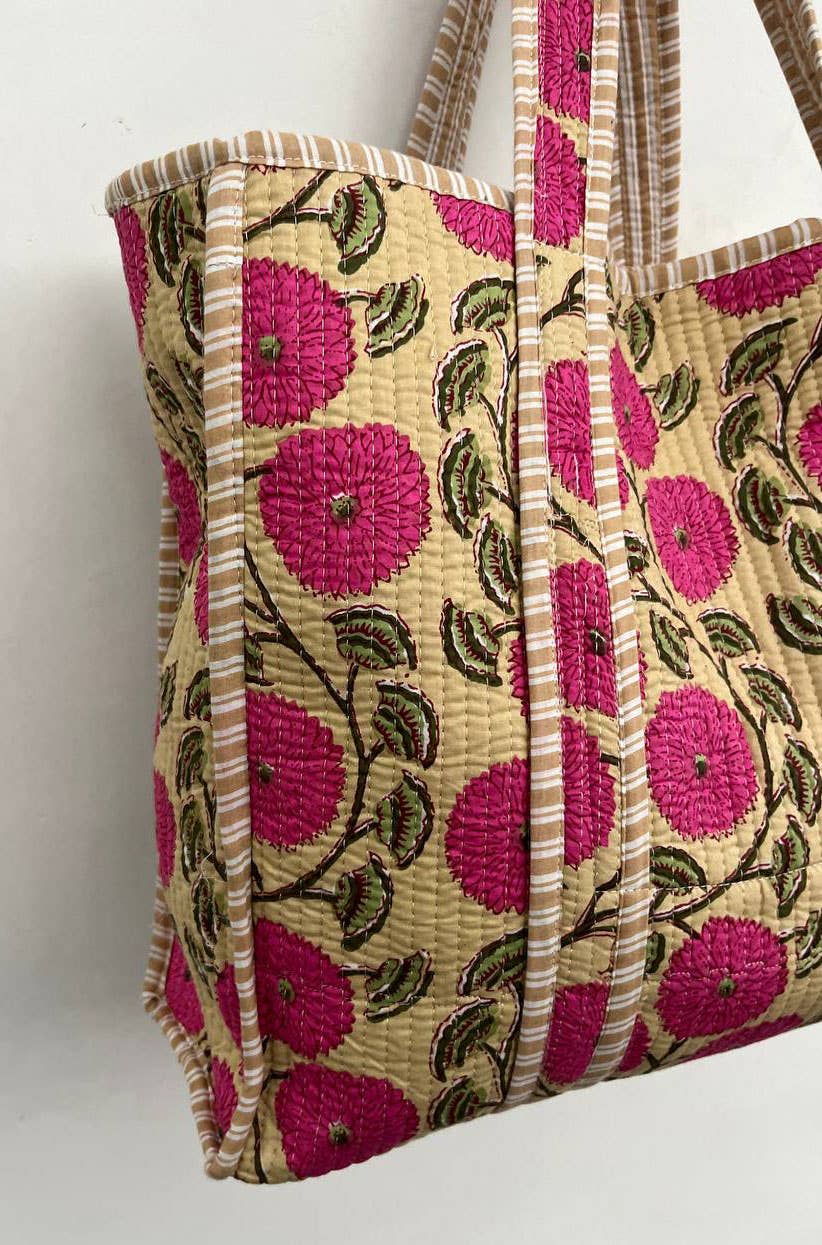 Make-up Bag Floral Printed Cotton Travel Quilted Grocery Bag