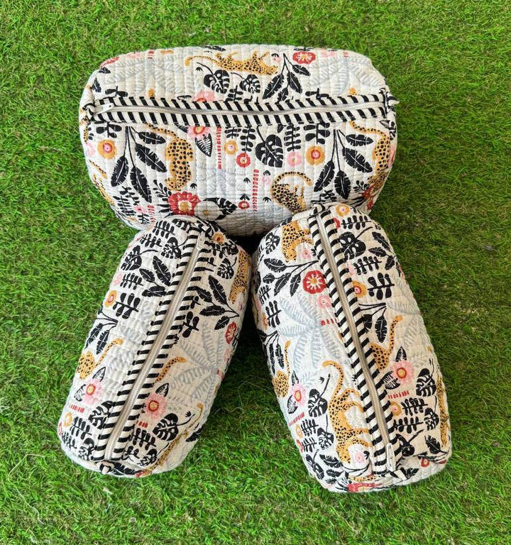 Handprinted Indian Cotton Cosmetic Bag Quilted Toiletry Bags