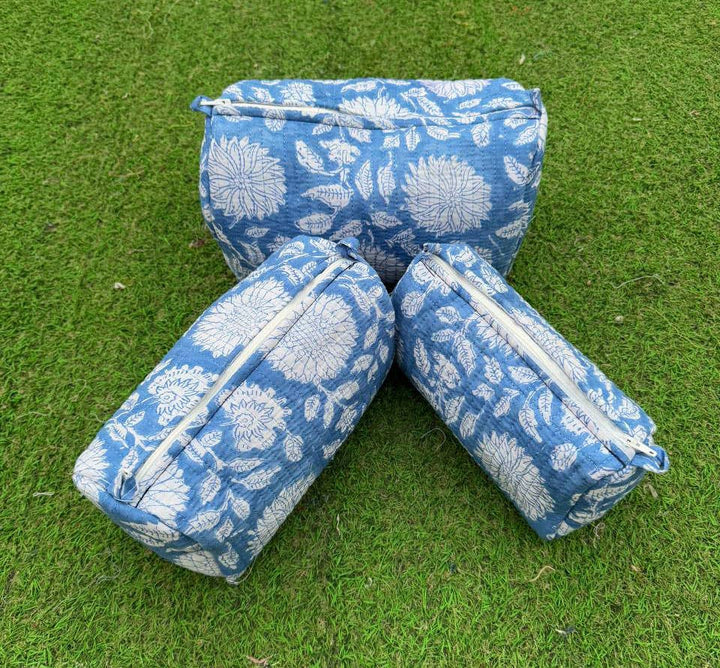 Cosmetic Bag Floral Print Indian Cotton Handmade Travel Bags