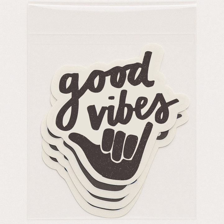 Good Vibes Shaka Hand Sticker | Surf Fun Vinyl Decal 3"