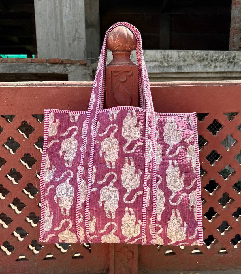 Tiger Printed Bag Cotton Quilted Bag Market Bag Shopping Bag