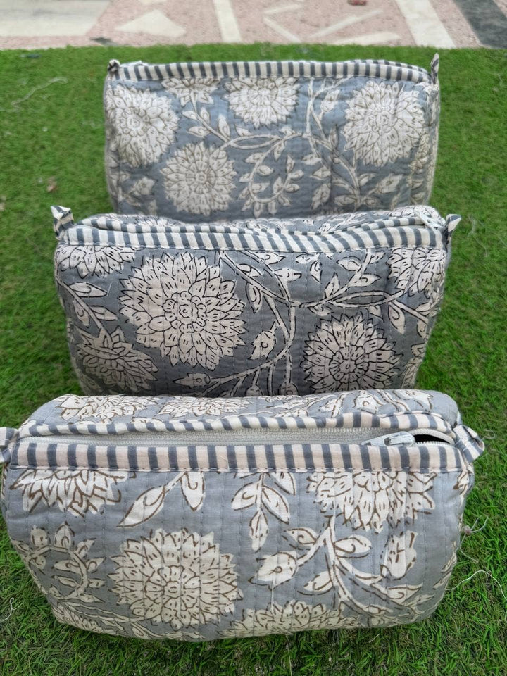 Hand Block Print Cotton Cosmetic Bag Makeup Bag Quilted Bags