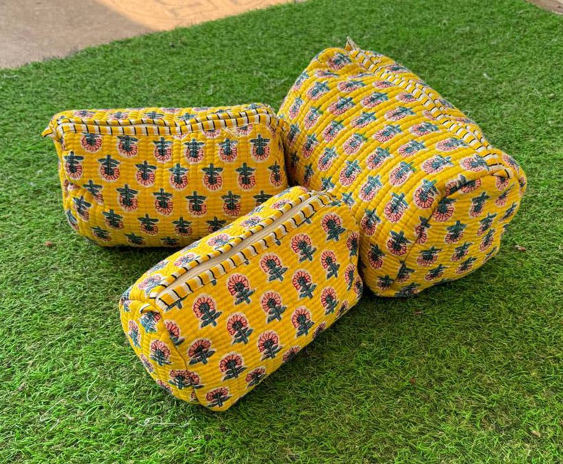 Printed Cotton Handmade Quilted Bag Toiletry Bag Travel Bags