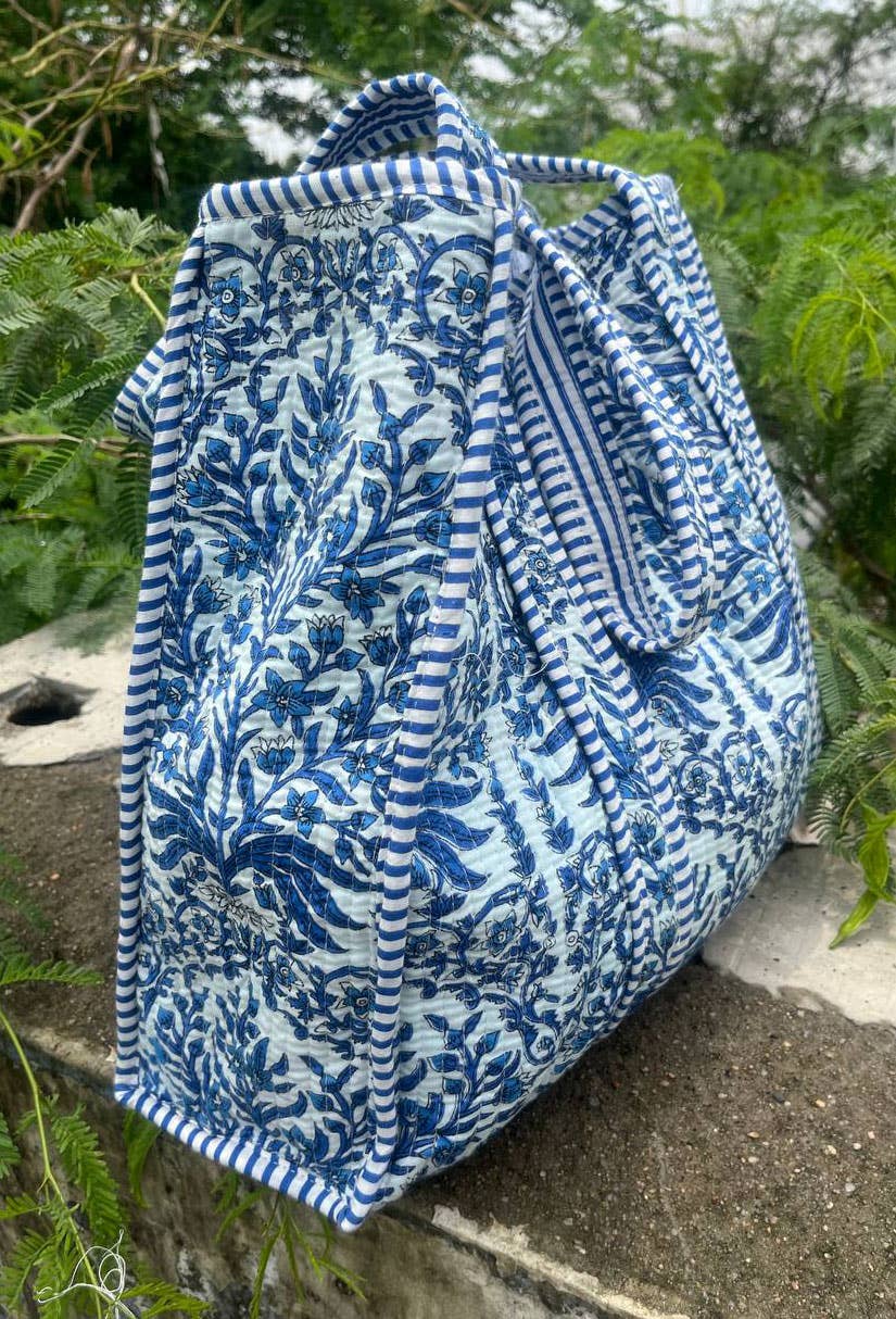 Women Shopping Bag Quilted Bag Hand Block Printed Tote Bags