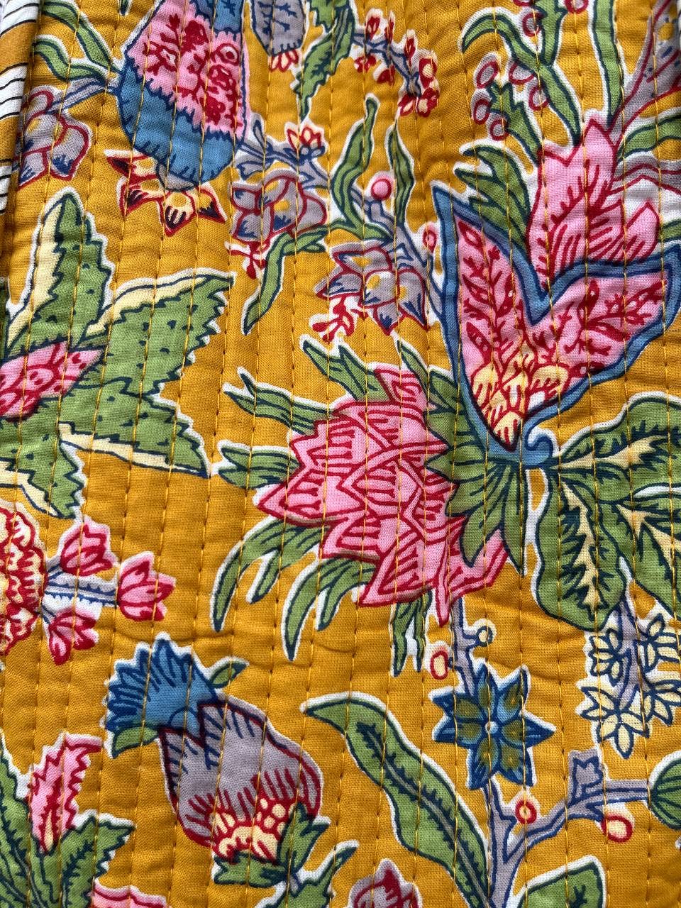 Indian Cotton Quilted Jhola Bag Floral Printed Shopping Bags