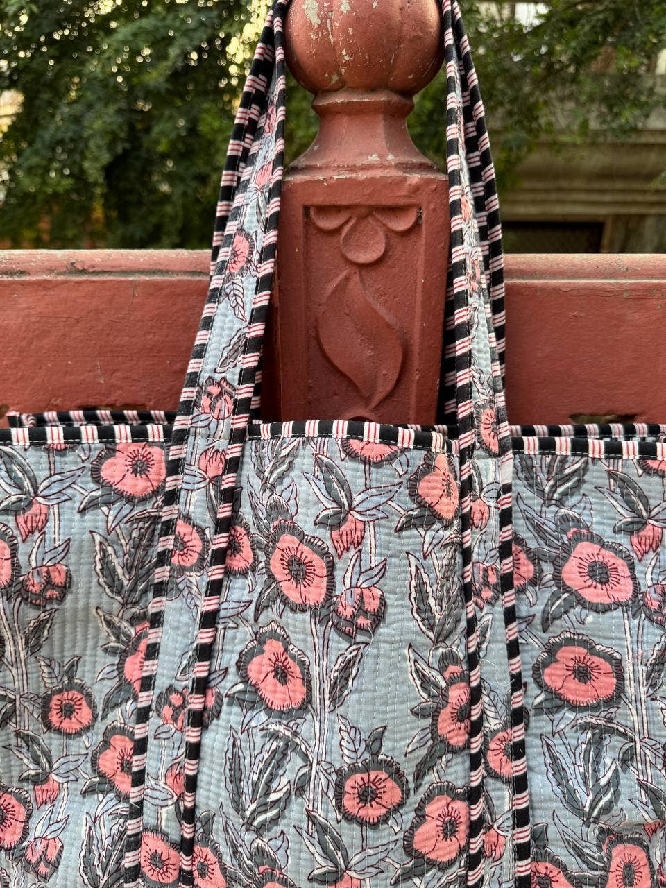 Indian Cotton Bag Shoulder Bag Floral Print Quilted Tote Bag