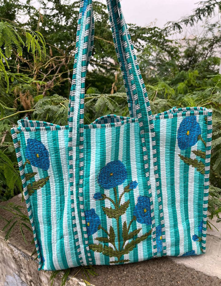Party Wear Bag Cotton Floral Printed Quilted Bag Women Bags