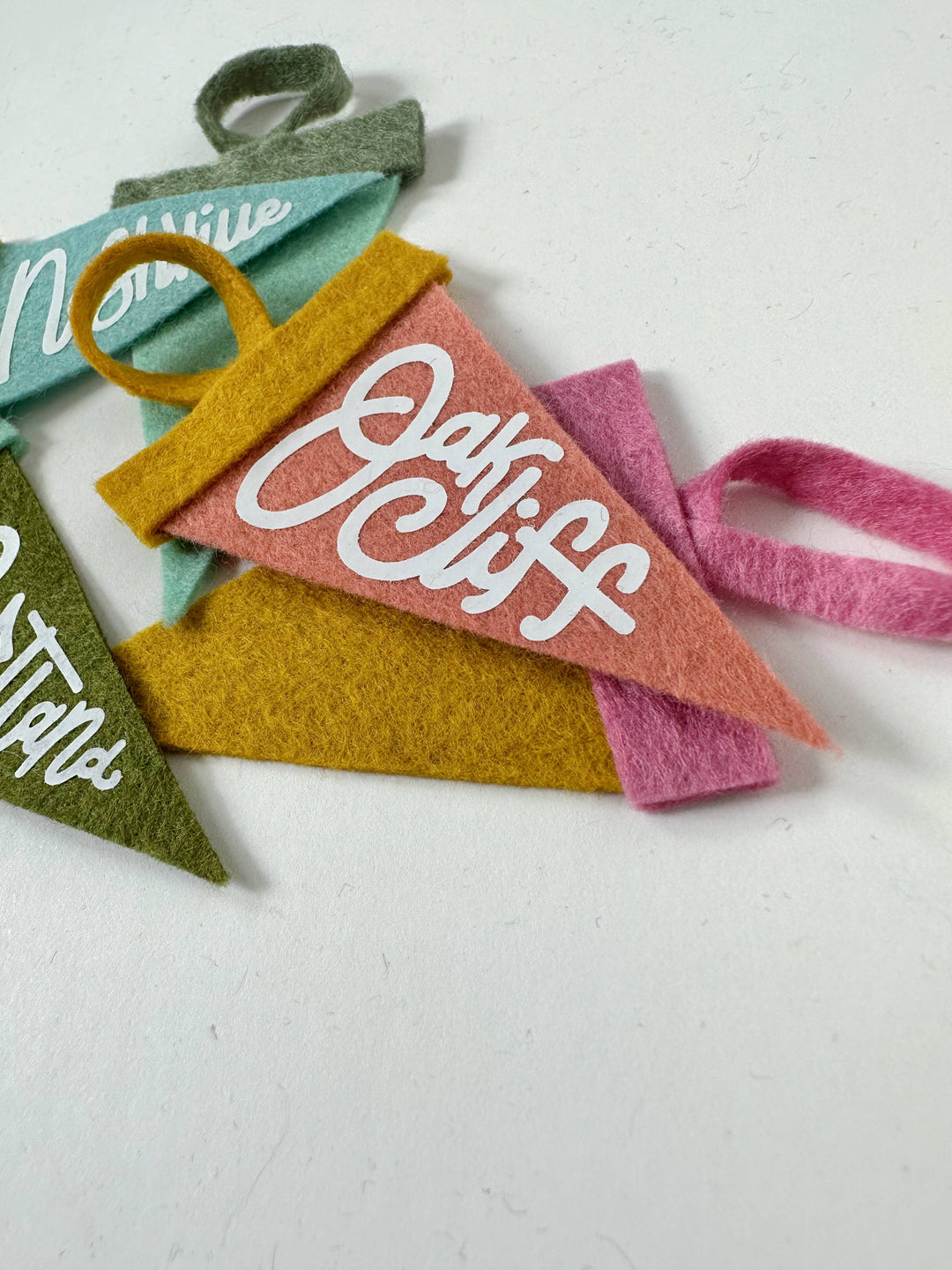 Custom mini pennant : muted pastel colors: Jadeite + moss